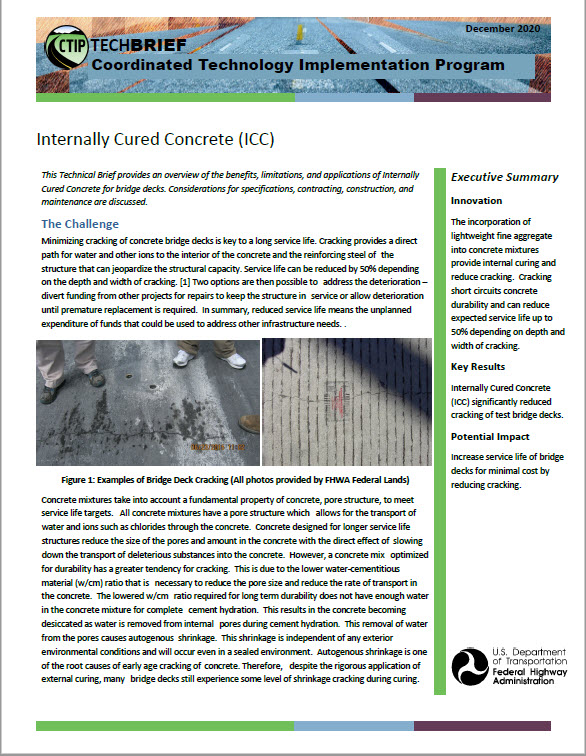 Tech Brief Cover: Internally Cured Concrete (2020)